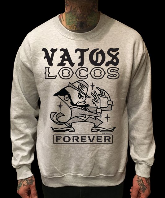 FIGHTING VATO ND GREY CREWNECK SWEATER