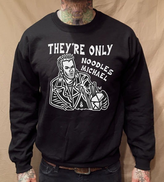 THEY'RE ONLY NOODLES BLACK CREWNECK SWEATER