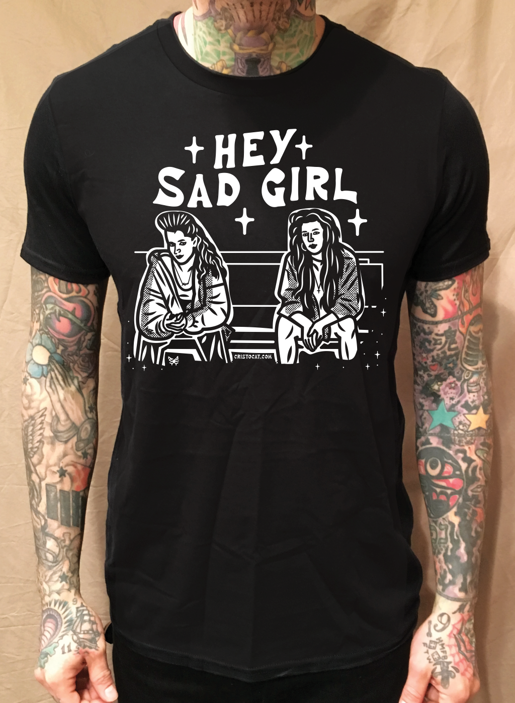 HEY SAD GIRL BENCH BLACK TEE