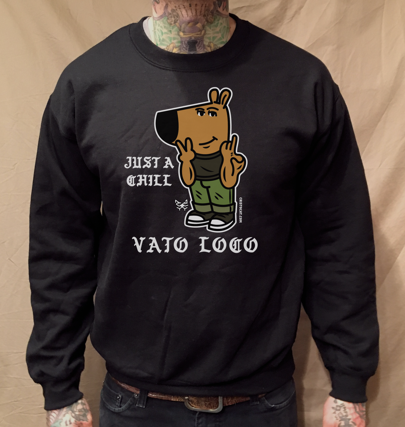 CHILL VATO LOCO BLACK CREWNECK SWEATER