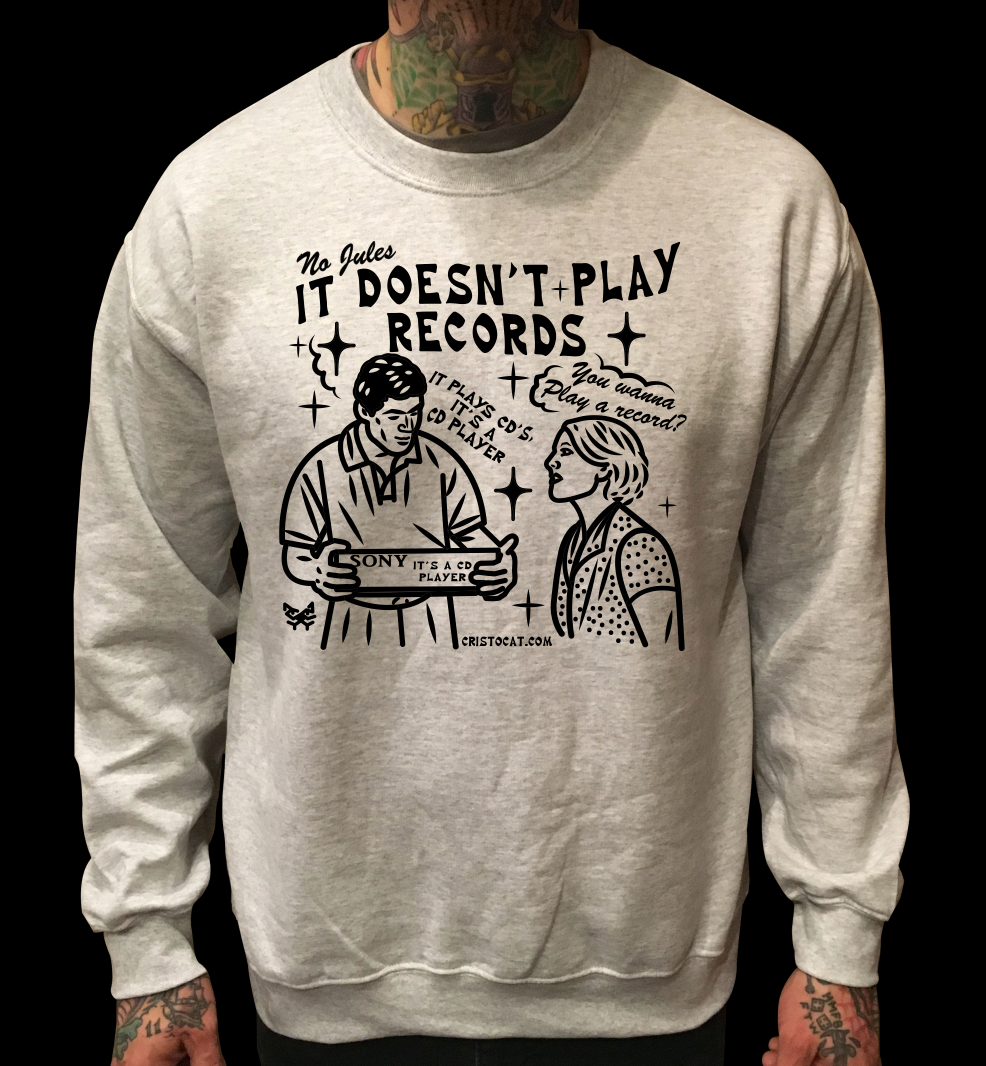 CD PLAYER GREY CREWNECK SWEATER