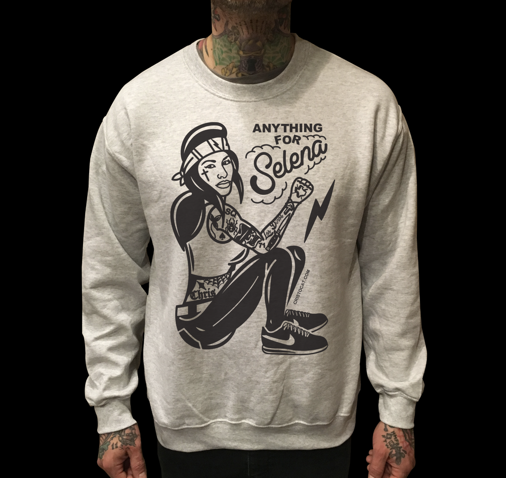 BIDI POWER FIST ON GREY CREWNECK SWEATER - cristocatofficial